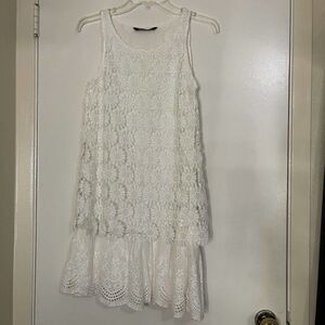 Desigual White lace layered sleeveless tank dress size XS 36